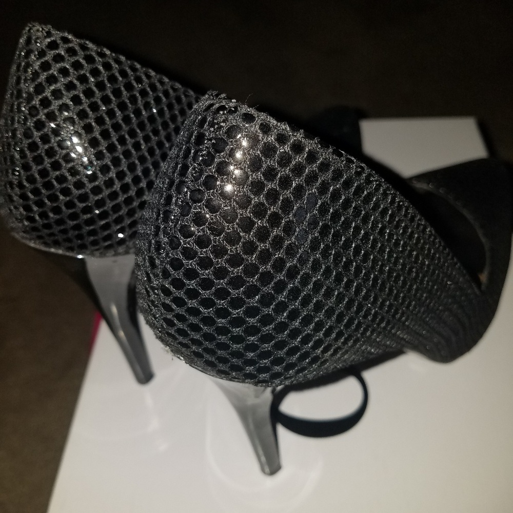 XOXO Black Mesh Heels Size 10
